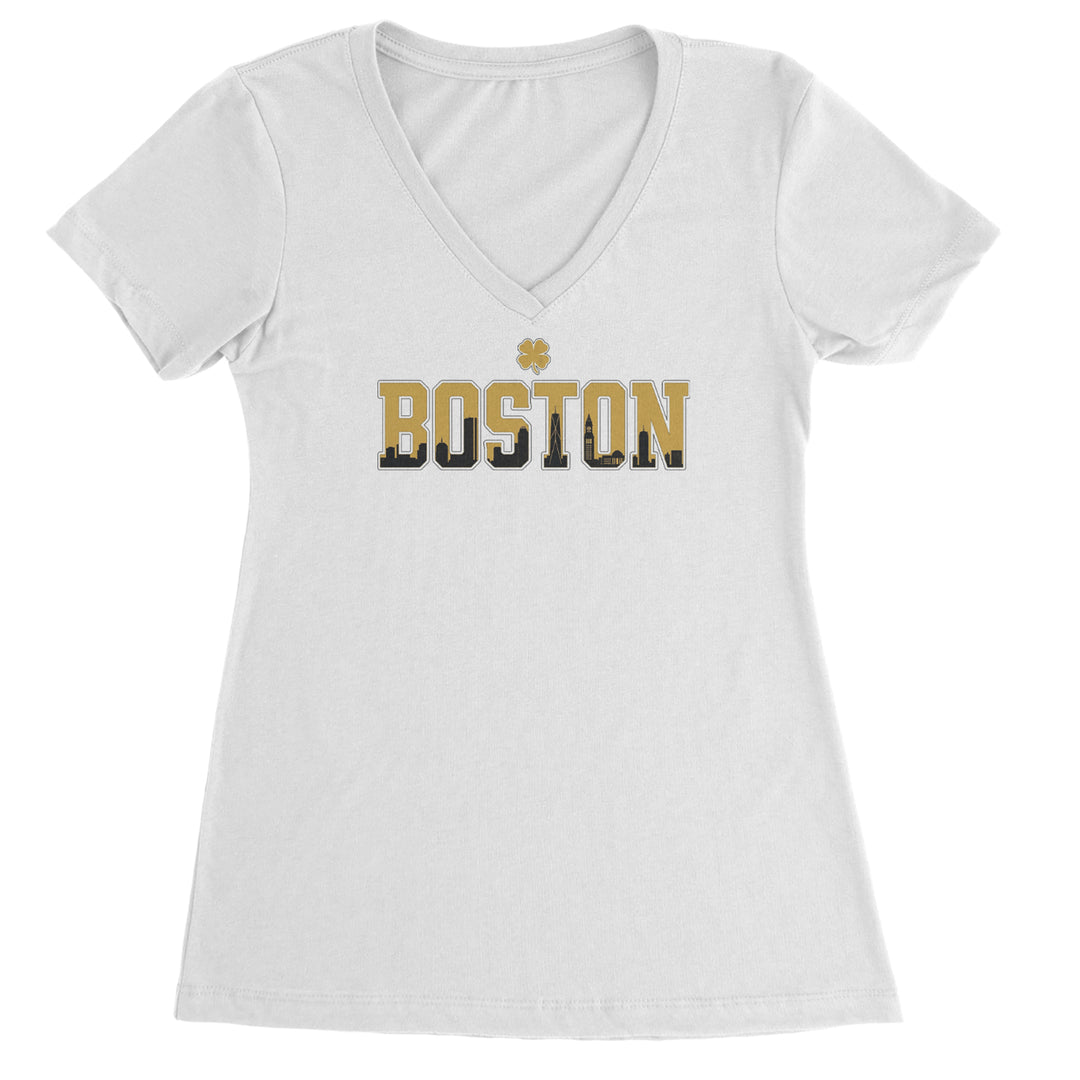 Boston City Pride Irish Ladies V-Neck T-shirt White