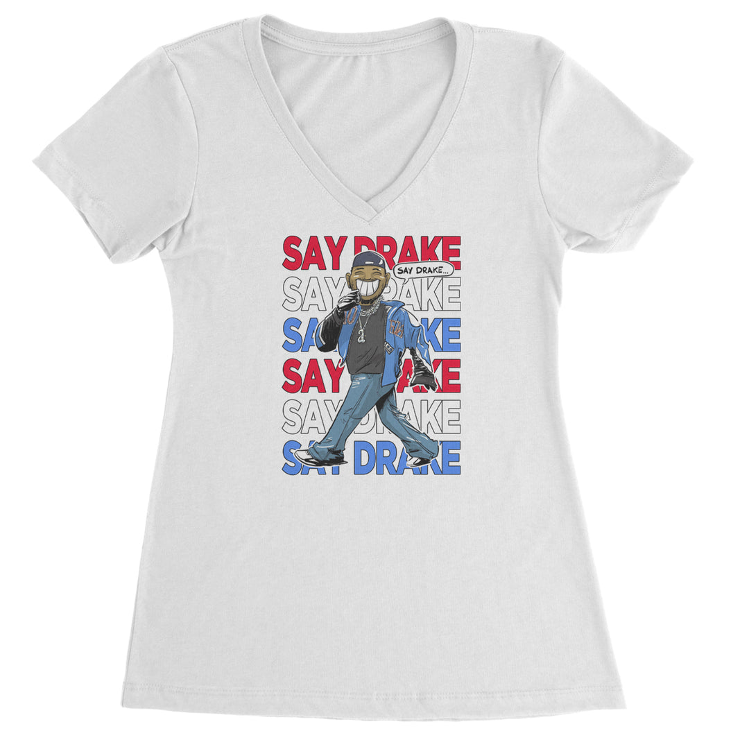 Say Drake Smiling Meme Mustard Ladies V-Neck T-shirt White
