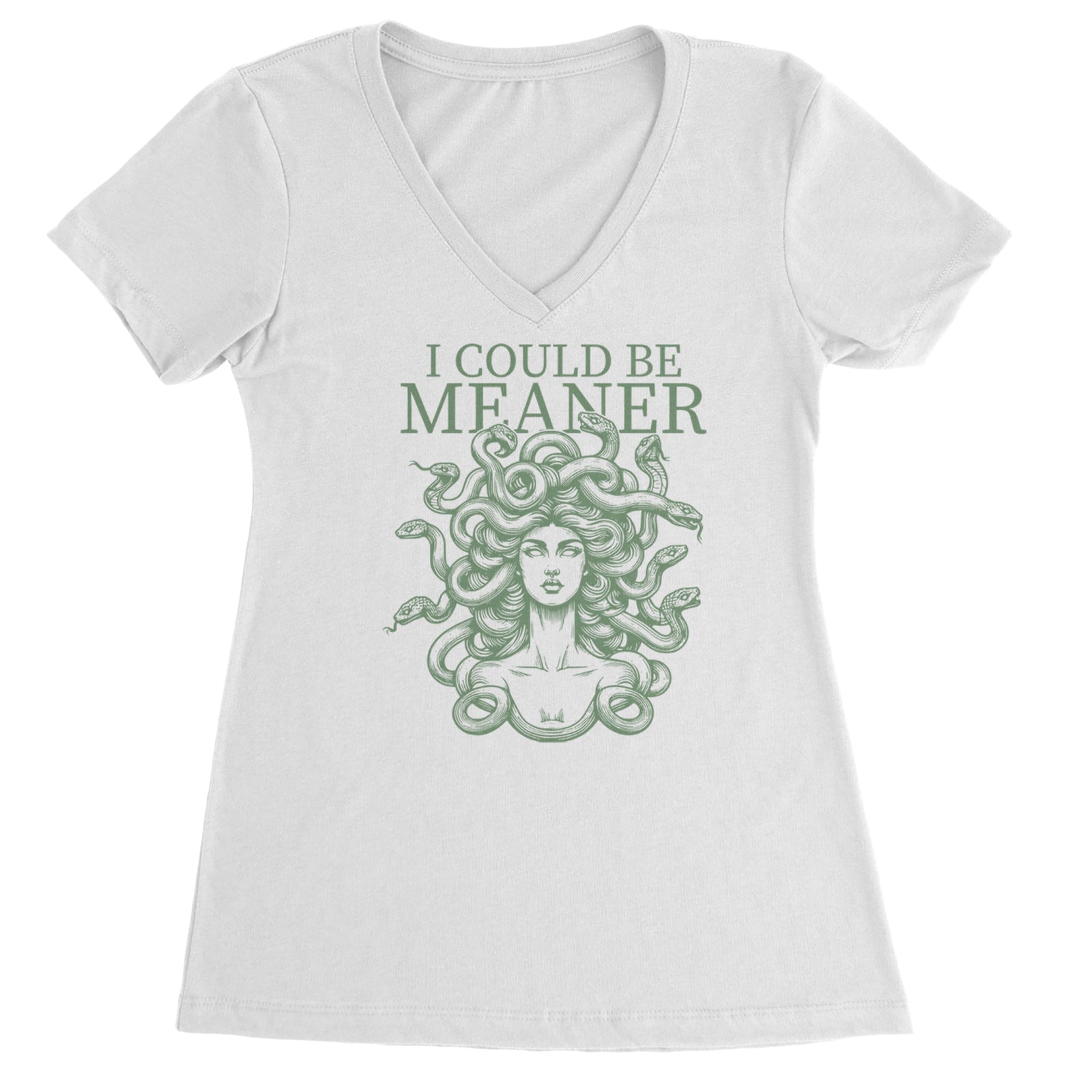 Medusa I Could Be Meaner Ladies V-Neck T-shirt White