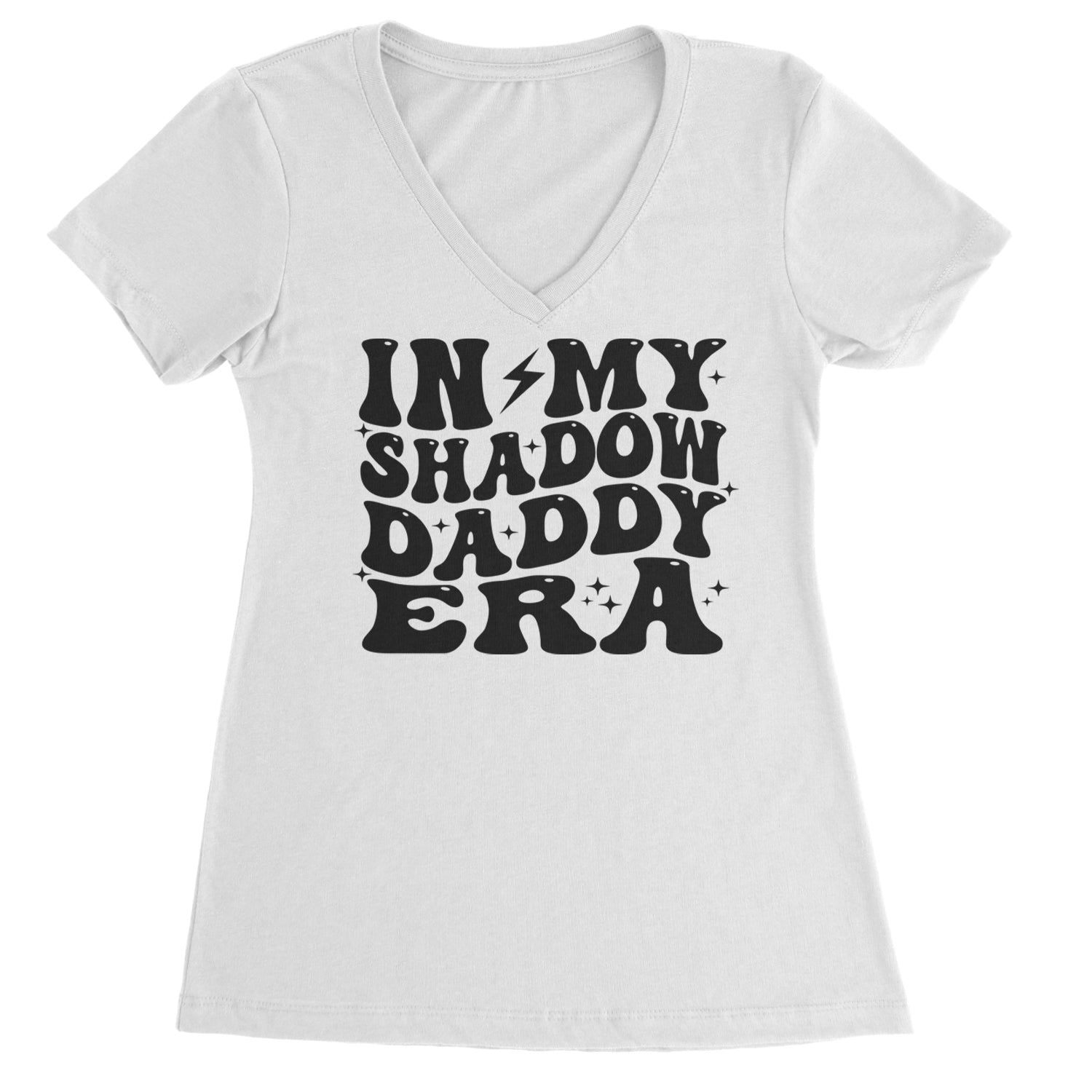 In My Shadow Daddy Era Romantasy Ladies V-Neck T-shirt White