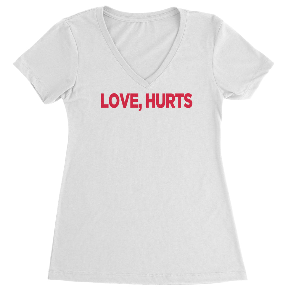 Love Hurts graphic on Women's Lightweight V-Neck T-Shirt in White
