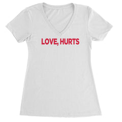 Love Hurts Ladies V-Neck T-shirt White
