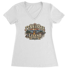 Tennessee Legend Country Music Dolly Ladies V-Neck T-shirt White