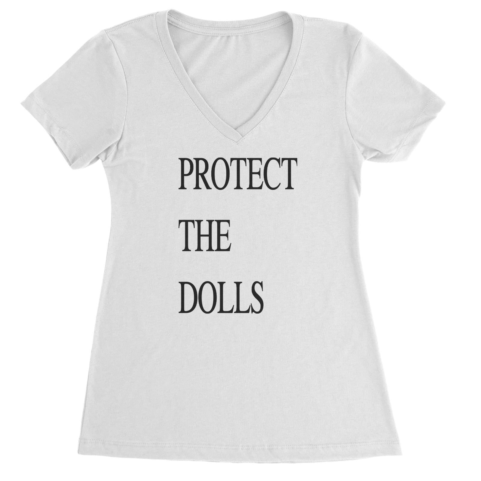 Protect The Dolls Equal Rights Ladies V-Neck T-shirt White