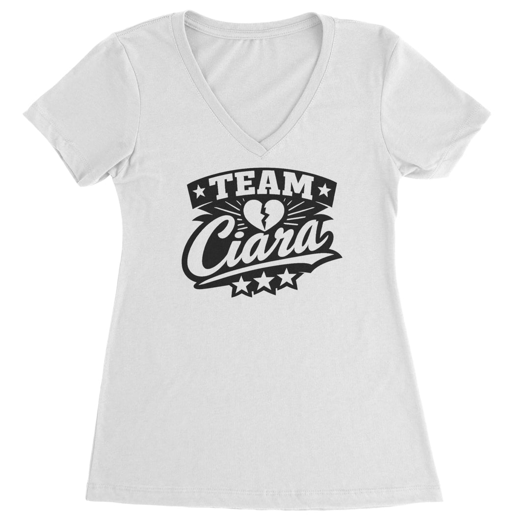 Team Ciara Scamanda Broken Heart Ladies V-Neck T-shirt White