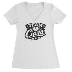 Team Ciara Scamanda Broken Heart Ladies V-Neck T-shirt White