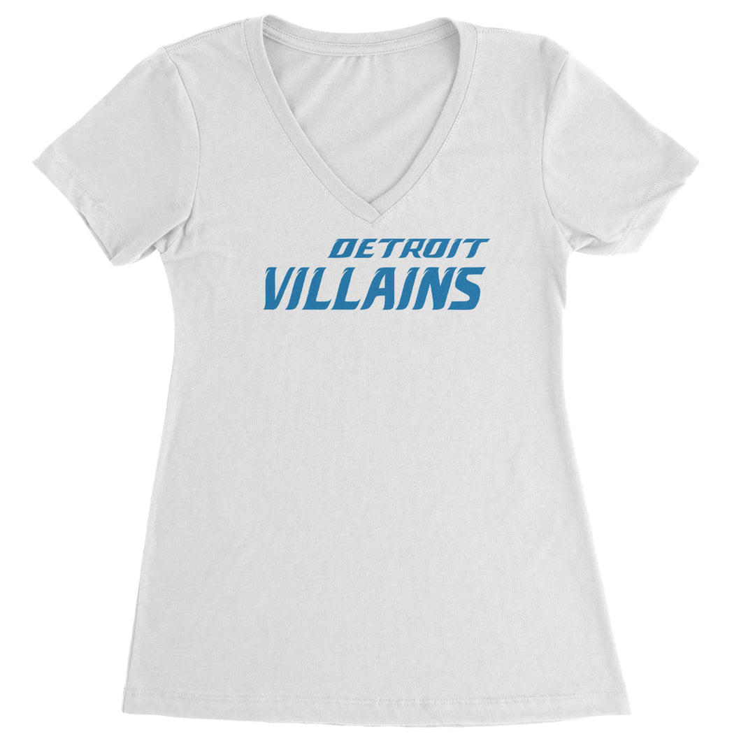 Detroit Villains Grit Football Ladies V-Neck T-shirt White