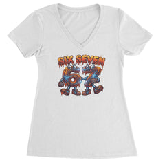67 Lava Lightning Six Seven Meme Ladies V-Neck T-shirt White