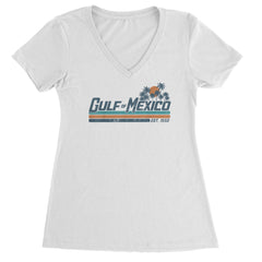 Gulf Of Mexico Established Year 1550 Ladies V-Neck T-shirt White