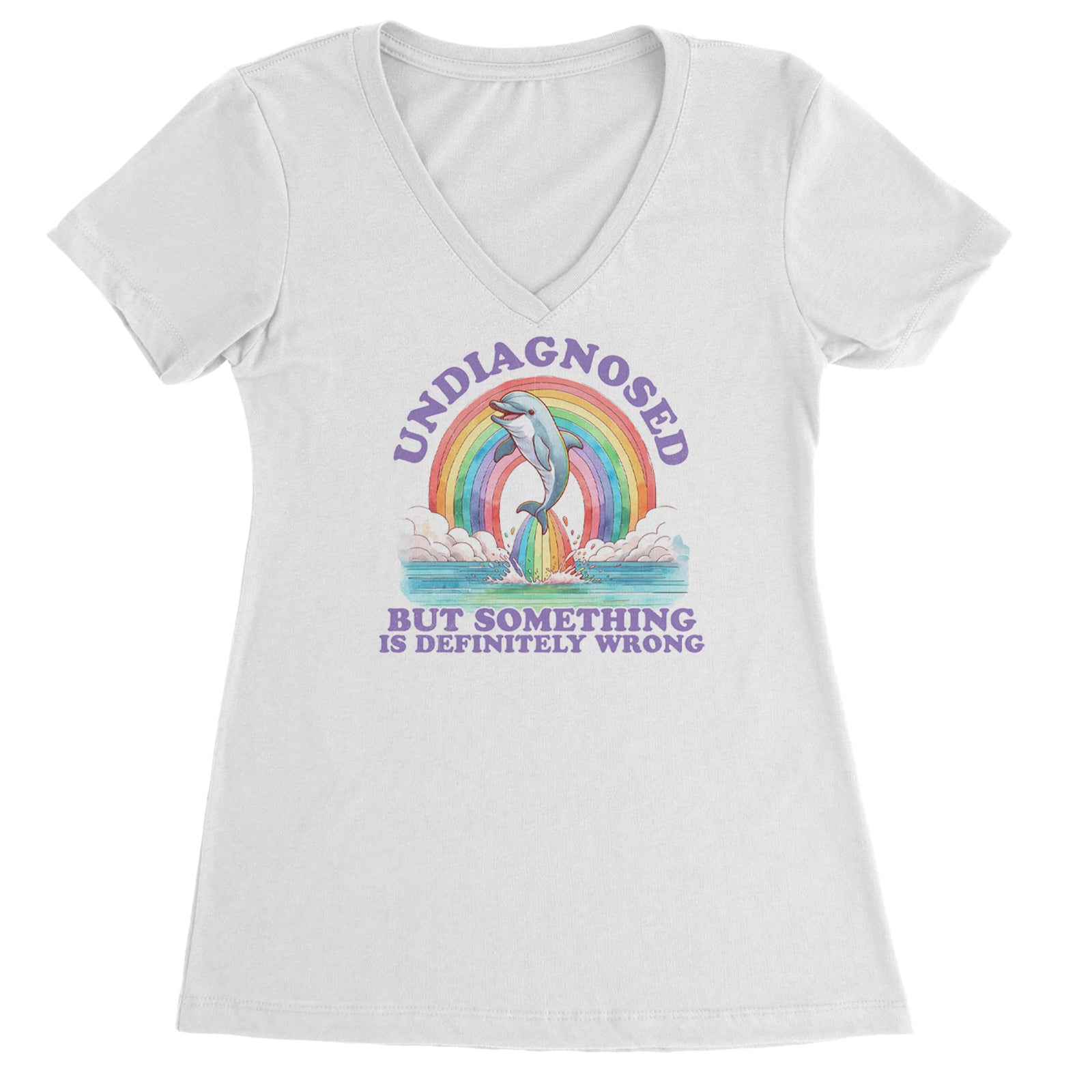 Undiagnosed But Something Is Definitely Wrong Ladies V-Neck T-shirt White