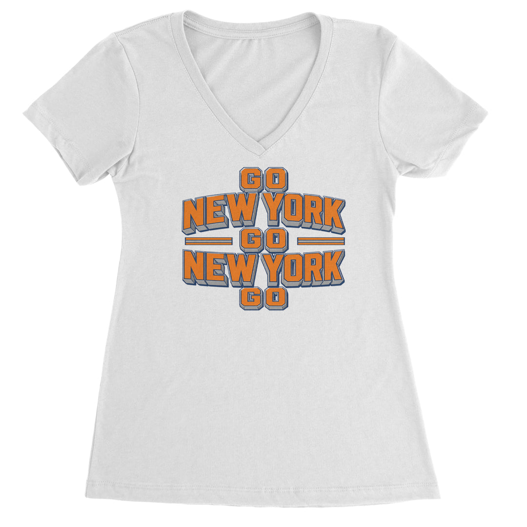 Go New York Go Basketball Ladies V-Neck T-shirt White