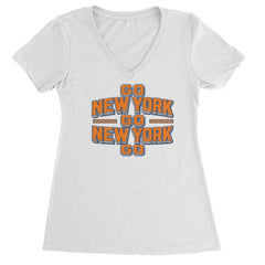 Go New York Go Basketball Ladies V-Neck T-shirt White