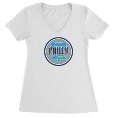 Philly Pride Liberty Bell graphic on Women's Lightweight V-Neck T-Shirt in White