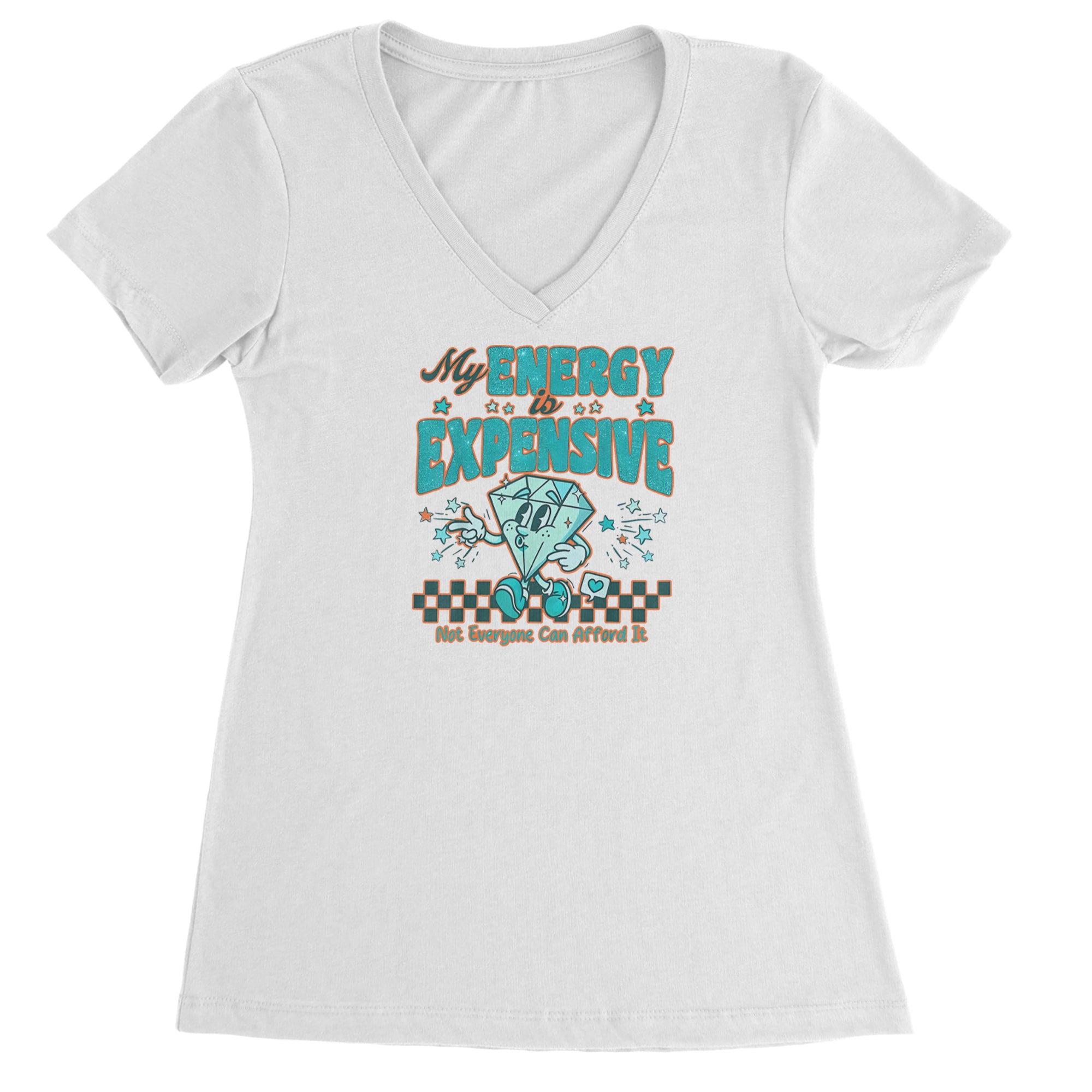 Diamond My Energy Is Expensive Ladies V-Neck T-shirt Black