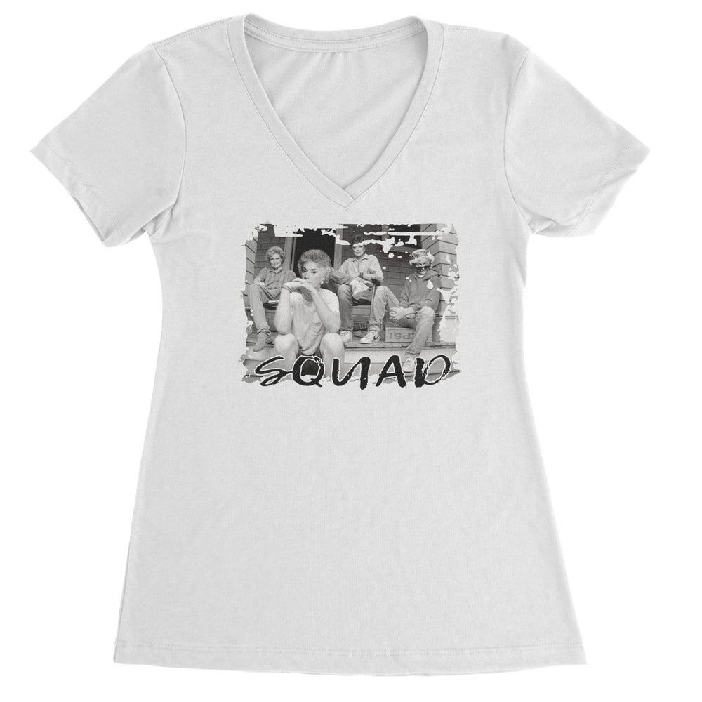 Squad Golden Girls graphic on Women's Lightweight V-Neck T-Shirt in White