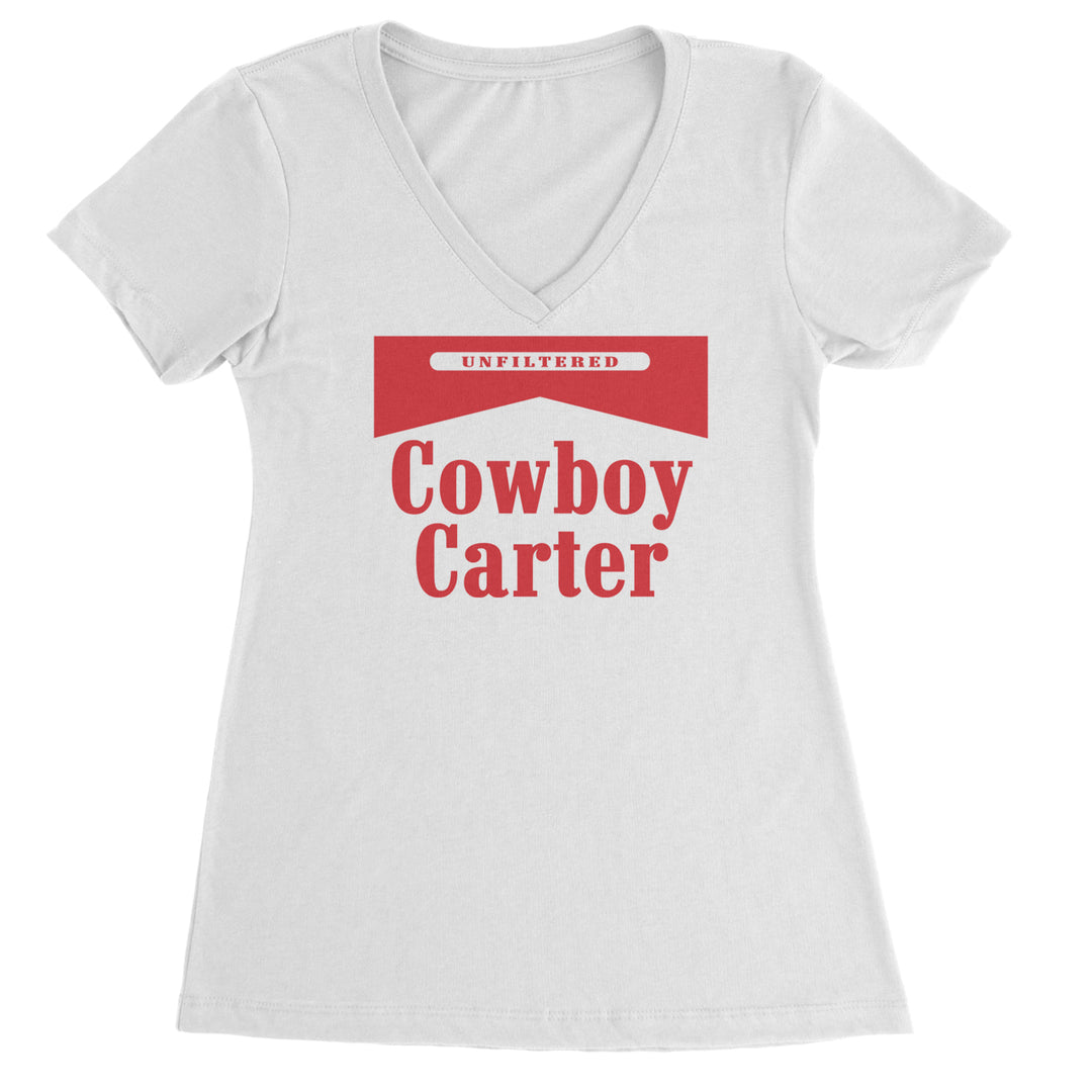 Cowboy Karter Country Act Two Ladies V-Neck T-shirt White