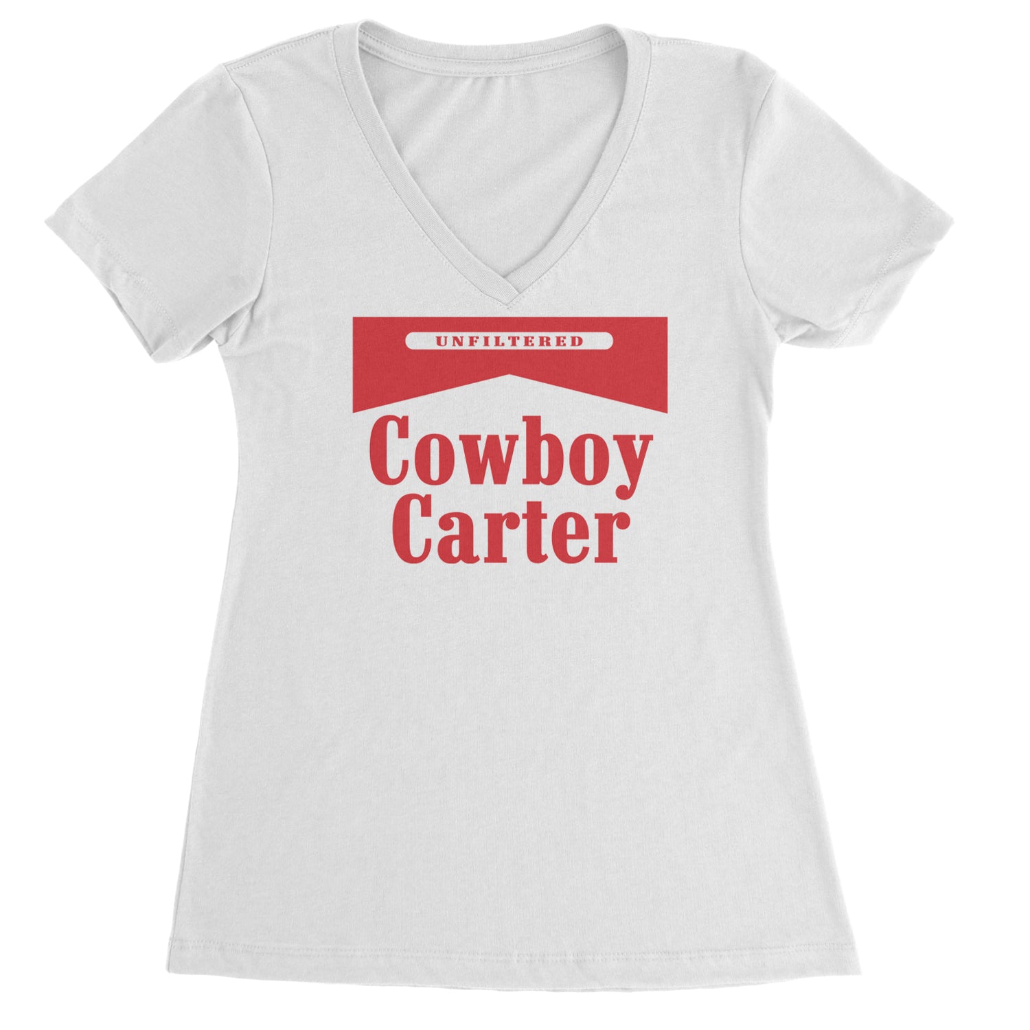 Cowboy Karter Country Act Two Ladies V-Neck T-shirt White