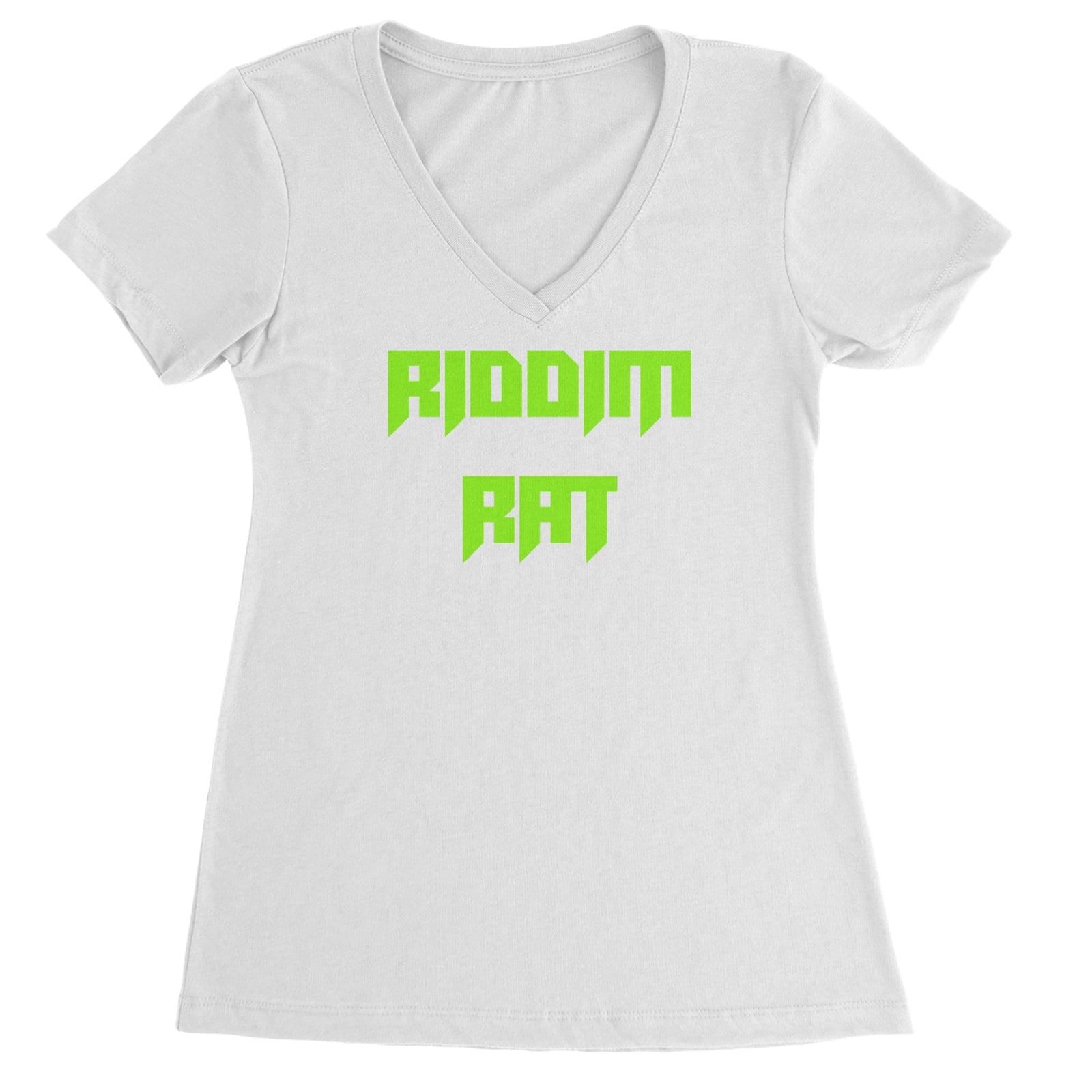 Riddim Rat Rhythm Club Rave EDM Ladies V-Neck T-shirt Black