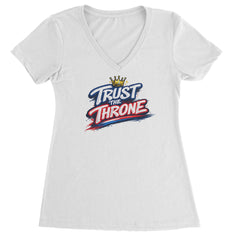 Trust The Throne Crown Philly Hoops Ladies V-Neck T-shirt White
