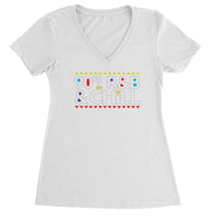 90s R&B and Chill Retro Throwback Ladies V-Neck T-shirt White