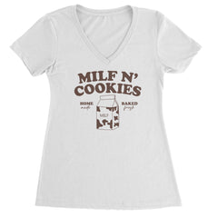 Milf And Cookies graphic on Women's Lightweight V-Neck T-Shirt