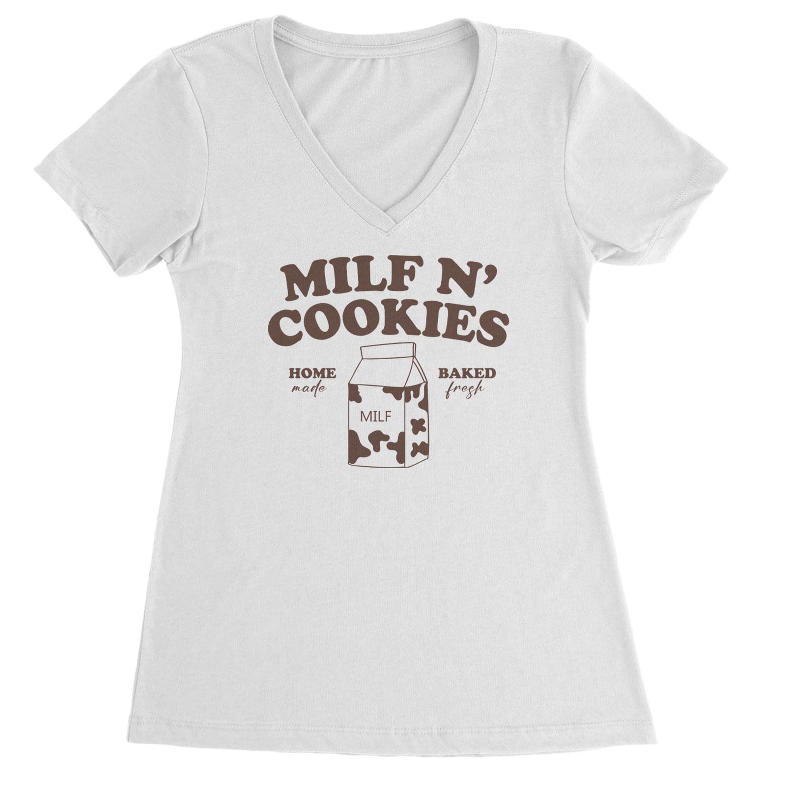 Milf And Cookies Ladies V-Neck T-shirt White
