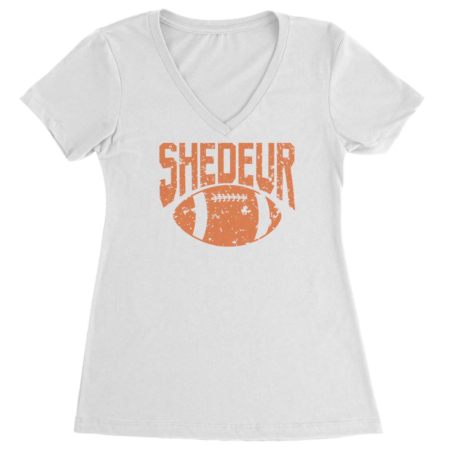 Shedeur Football Ladies V-Neck T-shirt Black