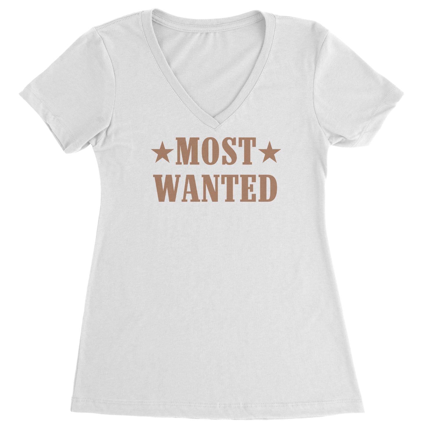 Most Wanted Cowboy Ladies V-Neck T-shirt White