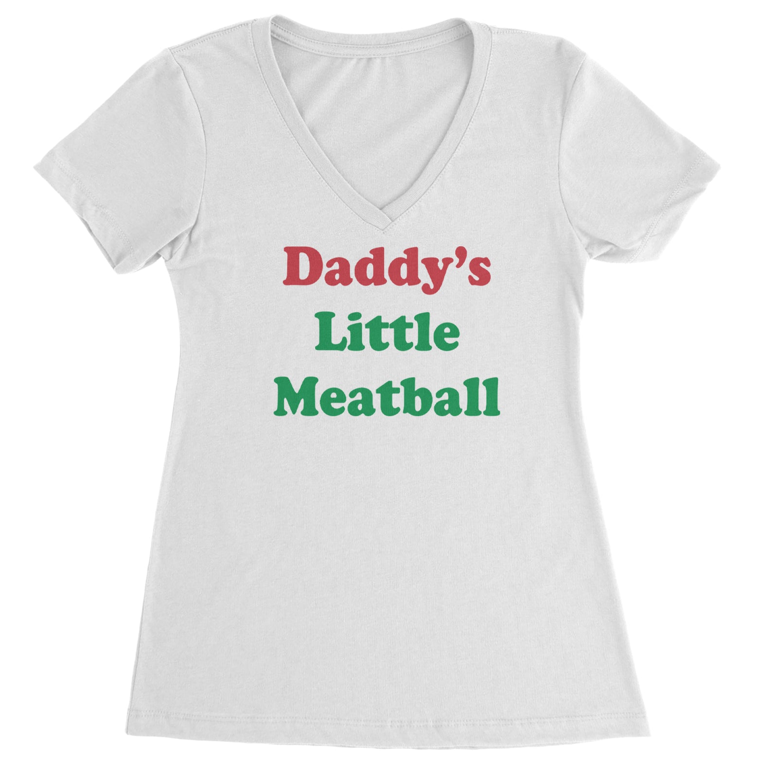 Daddy's Little Meatball Love Island Ladies V-Neck T-shirt Black