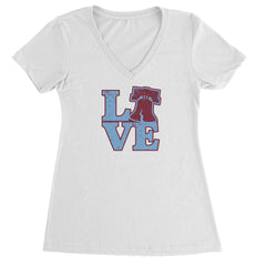 Love Philly Liberty Bell Ladies V-Neck T-shirt White