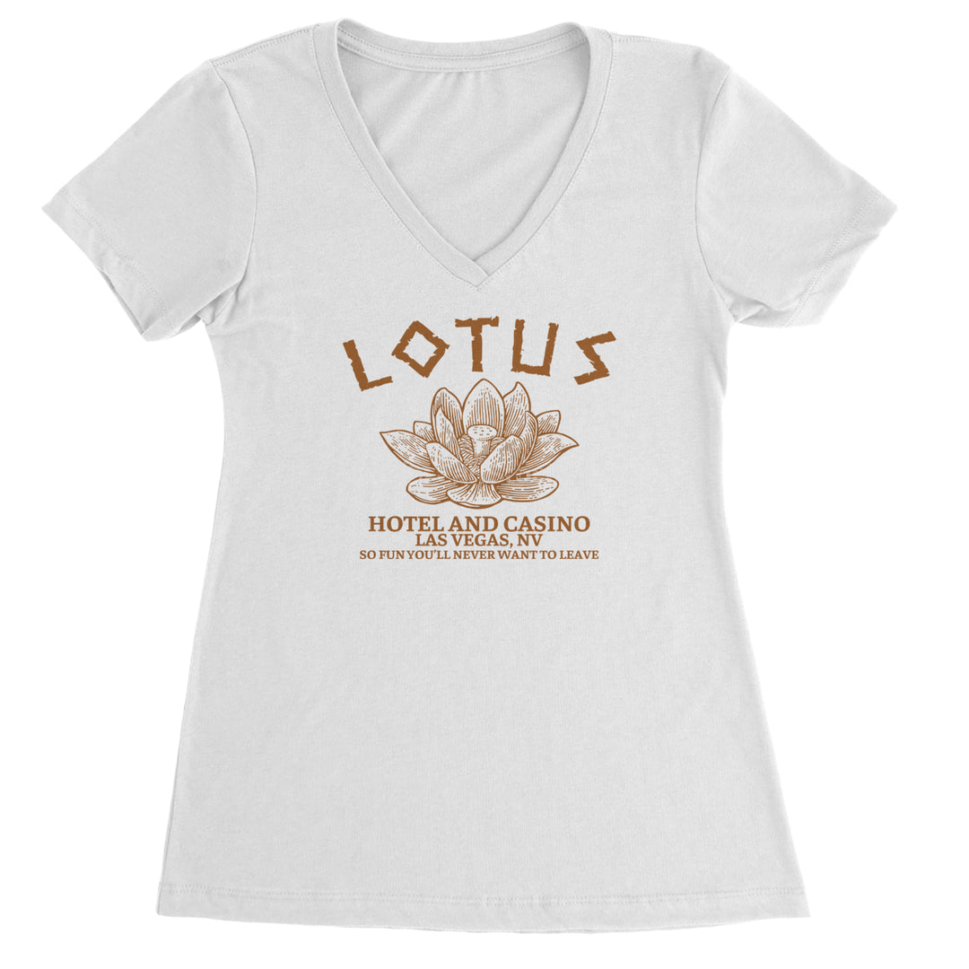 Lotus Hotel and Casino lotus symbol graphic on a Women's Lightweight V-Neck T-Shirt