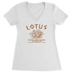Lotus Hotel and Casino lotus symbol graphic on a Women's Lightweight V-Neck T-Shirt