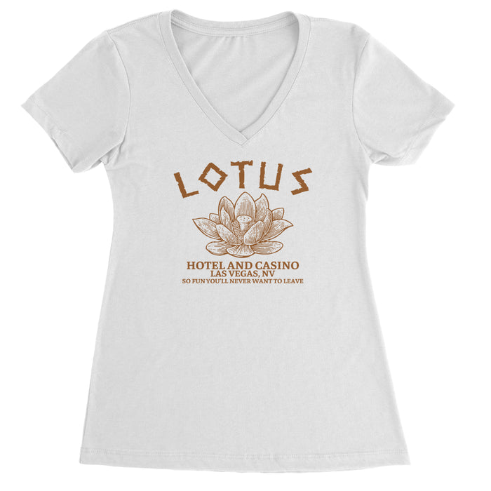 Lotus Hotel and Casino Ladies V-Neck T-shirt