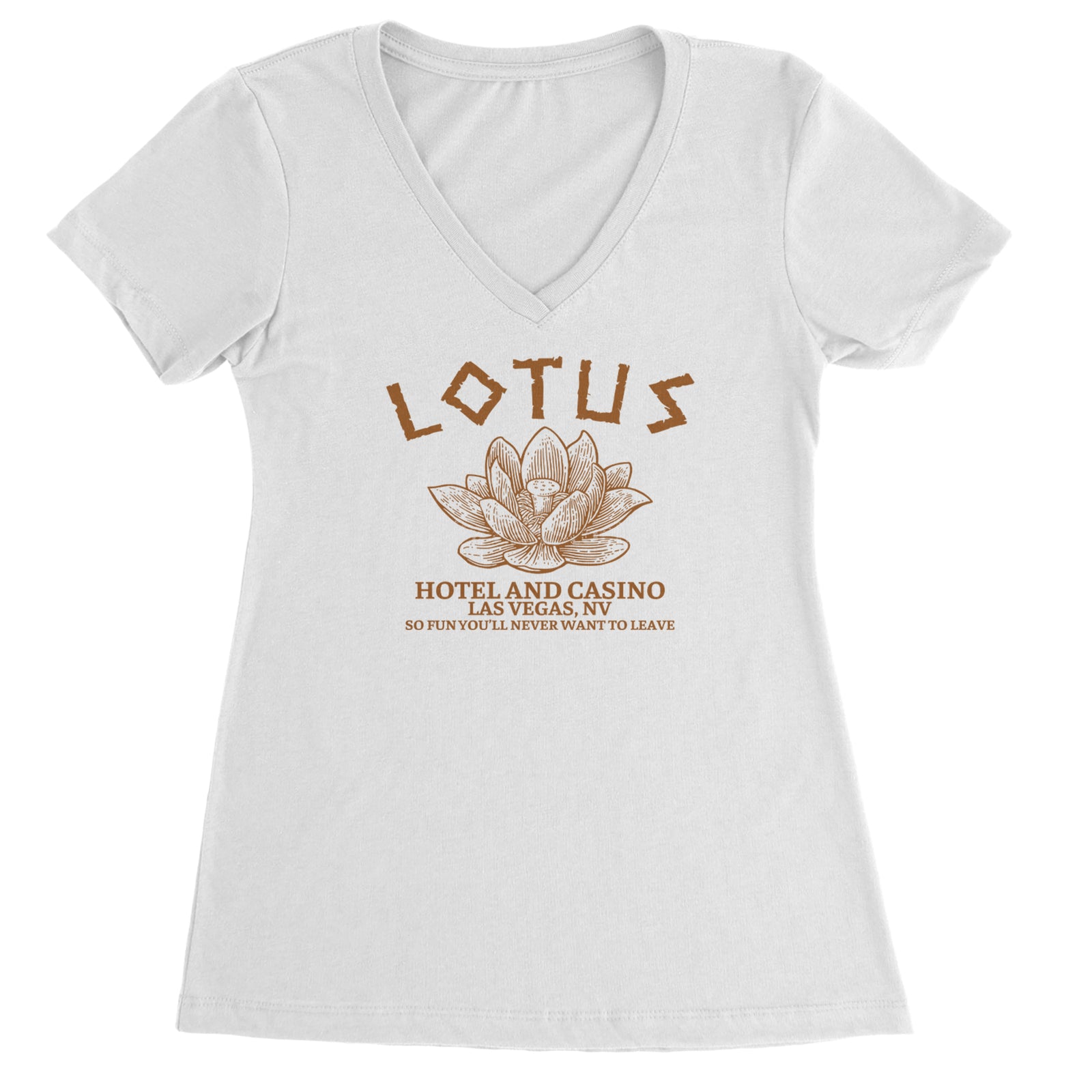 Lotus Hotel and Casino Ladies V-Neck T-shirt White
