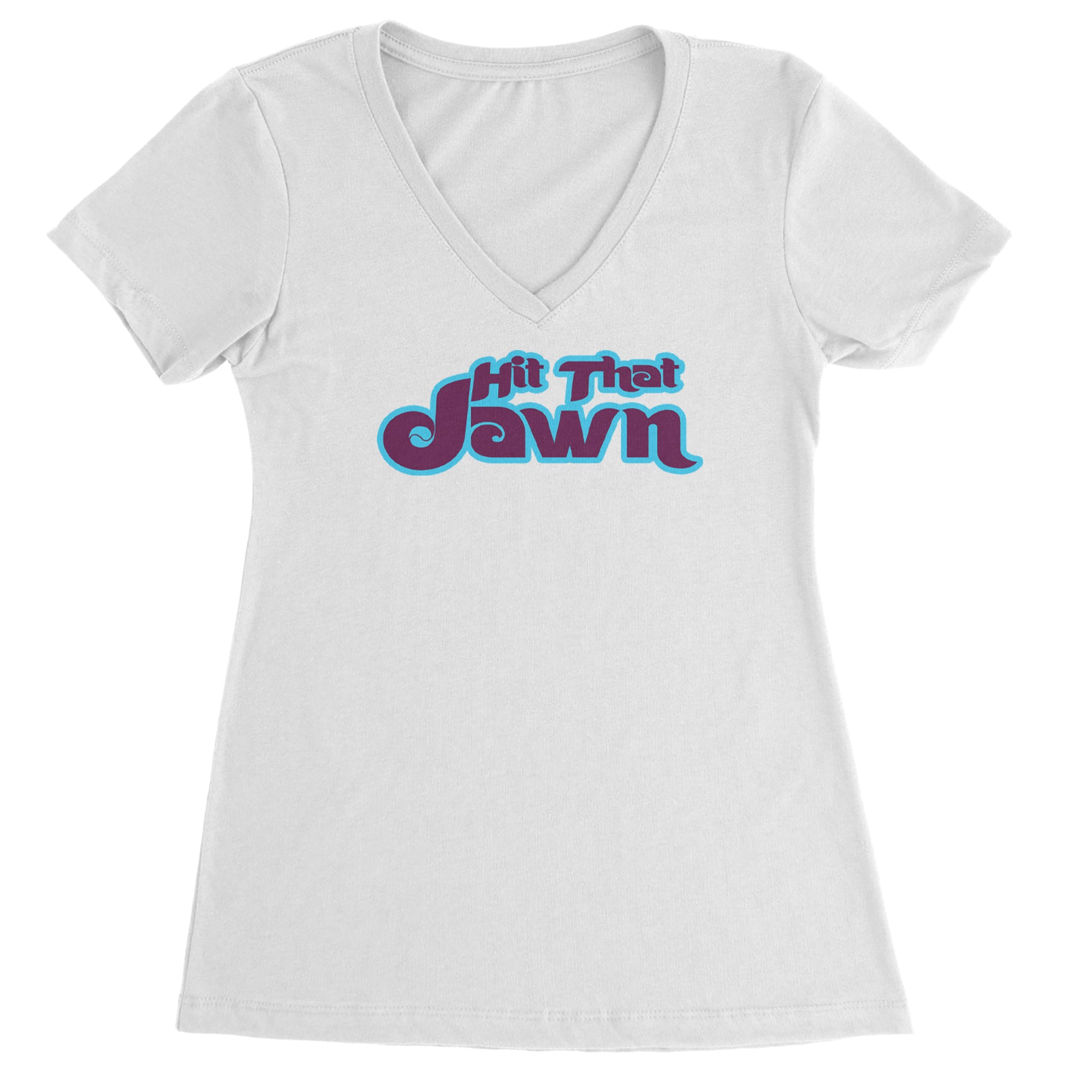 Hit That Jawn Philly Baseball Ladies V-Neck T-shirt White