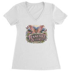 Forever Our Tennessee Butterfly Dolly Ladies V-Neck T-shirt White