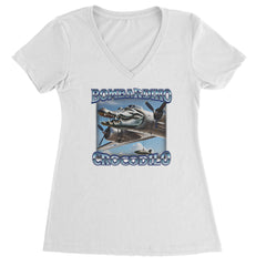 Bombardino Crocodilo Brainrot Ladies V-Neck T-shirt White