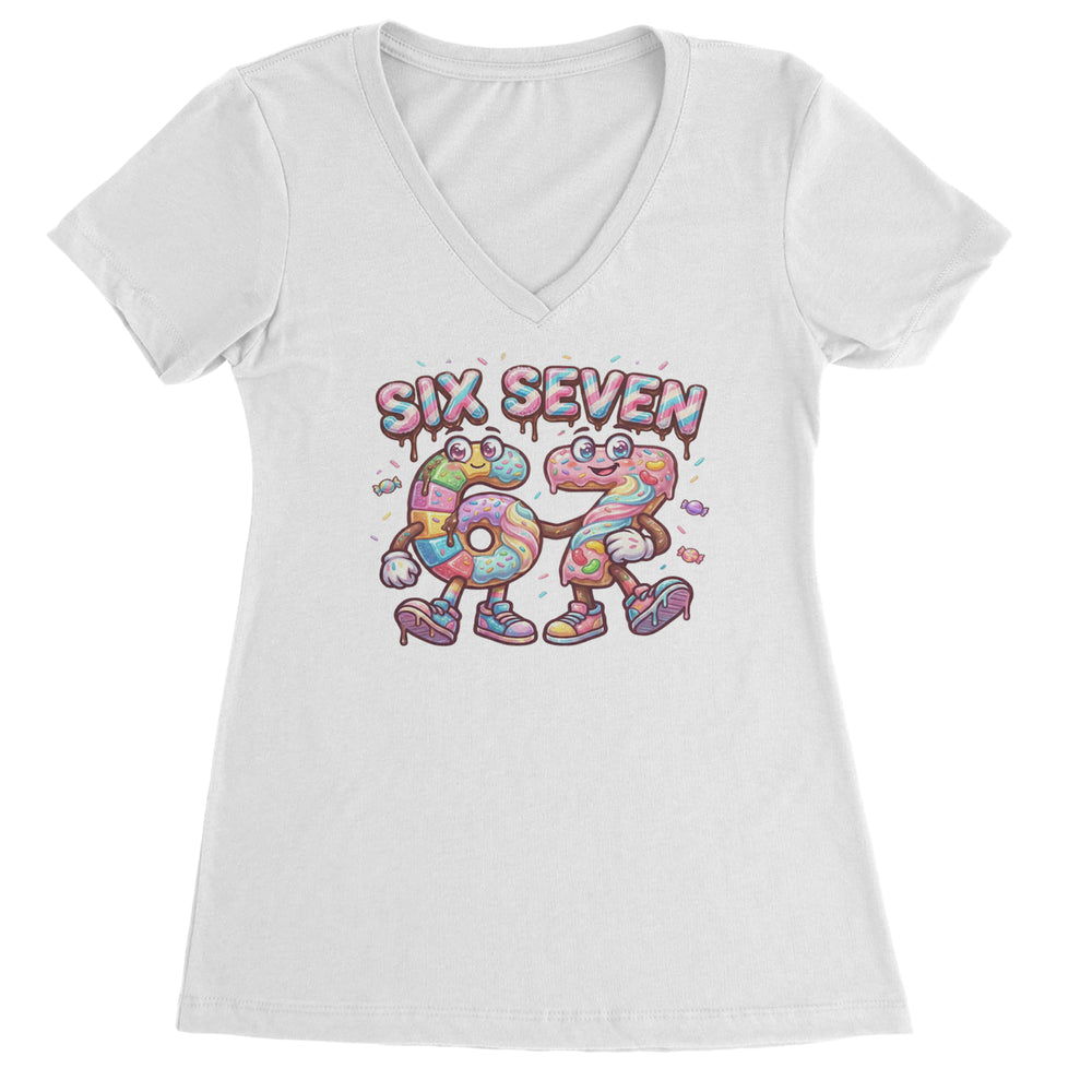 67 Candy Swirl Meme graphic on Women's Lightweight V-Neck T-Shirt in White