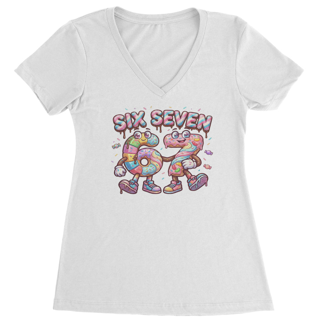 67 Candy Swirl Meme Ladies V-Neck T-shirt White