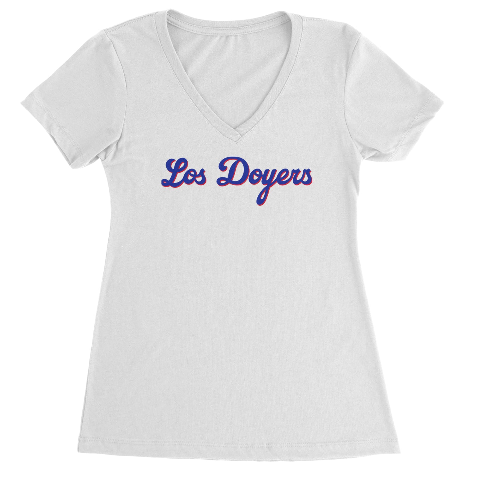 Los Doyers LA Baseball Ladies V-Neck T-shirt White