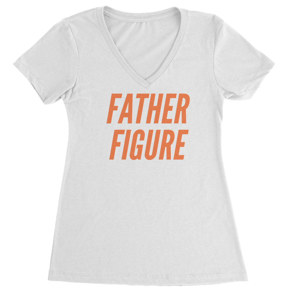 Father Figure graphic on Women's Lightweight V-Neck T-Shirt in White