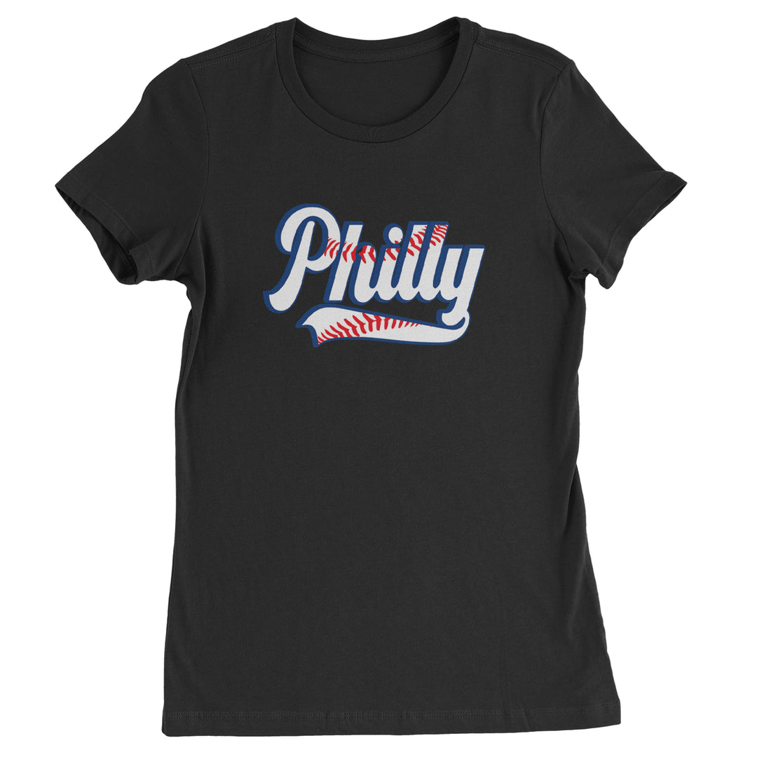 Philly Baseball Stitching Womens T-shirt Black