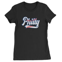 Philly Baseball Stitching Womens T-shirt Black