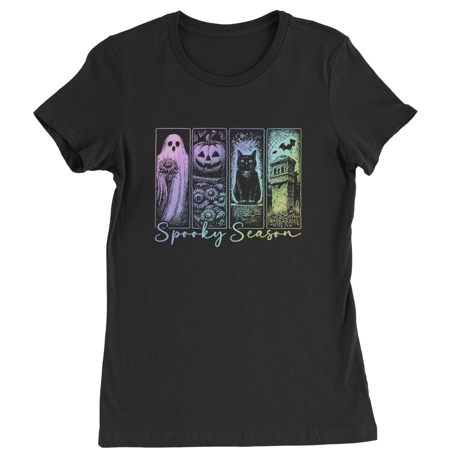 Spooky Season Cute Pastel Halloween Design Womens T-shirt Black