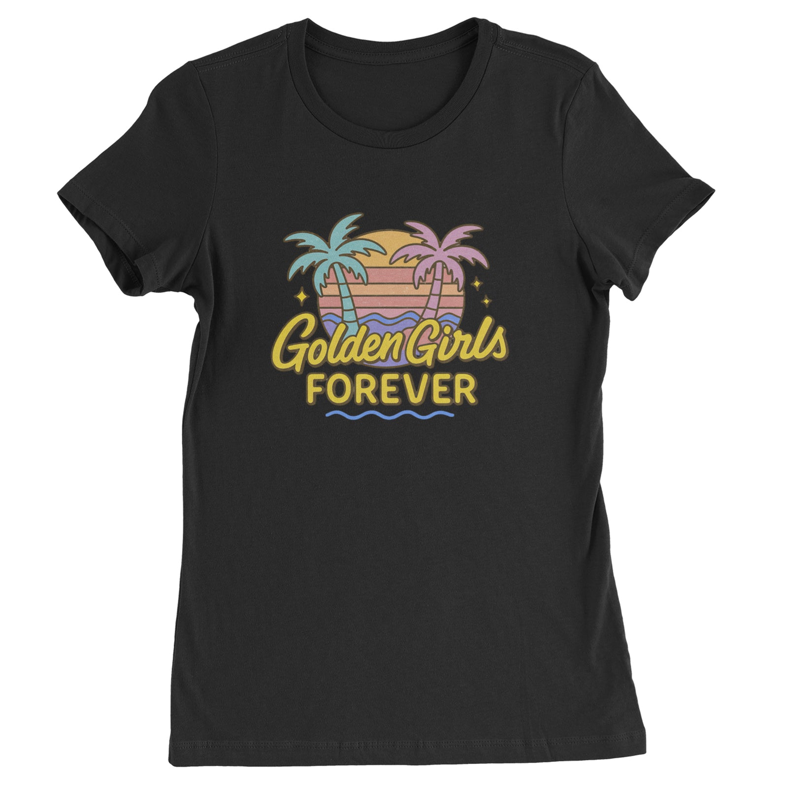 Golden Girls Forever Retro Sunset Womens T-shirt Black