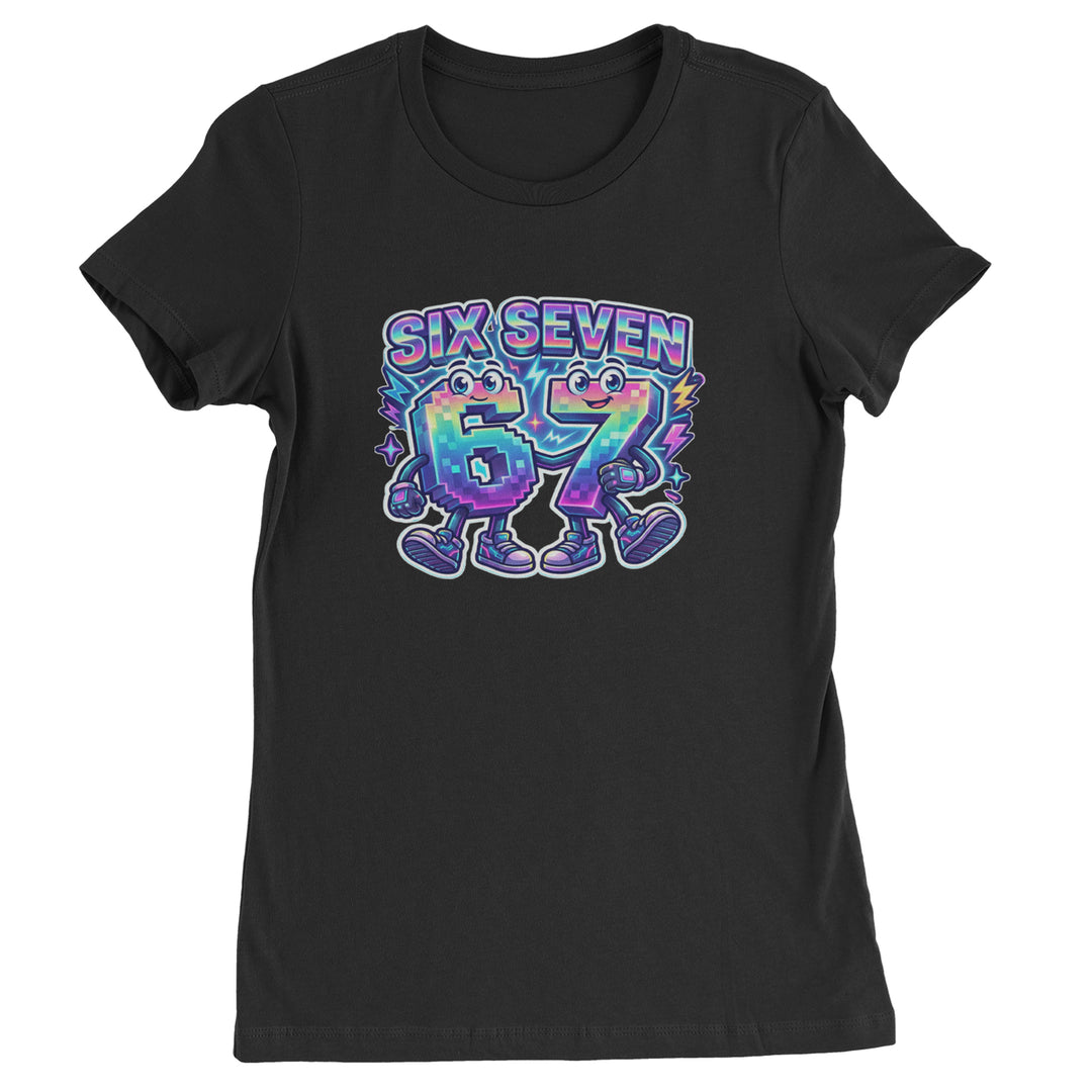 Six Seven 67 Retro Pixel Buddies Womens T-shirt Black