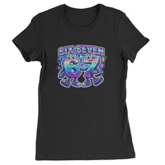 Six Seven 67 Retro Pixel Buddies Womens T-shirt Black