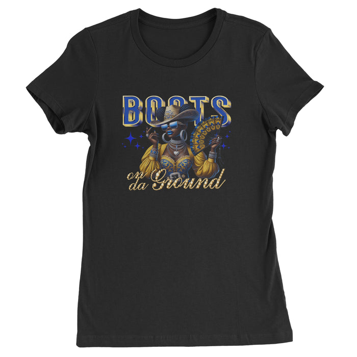Boots On Da Ground Folding Fan Womens T-shirt