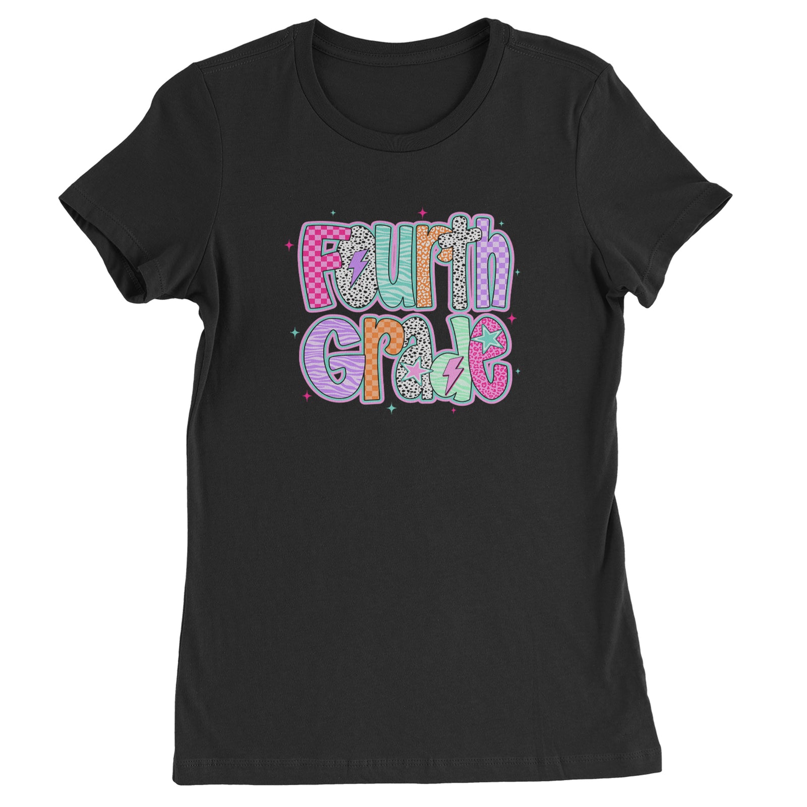Fourth Grade Fierce Colorful Back to School Womens T-shirt Black