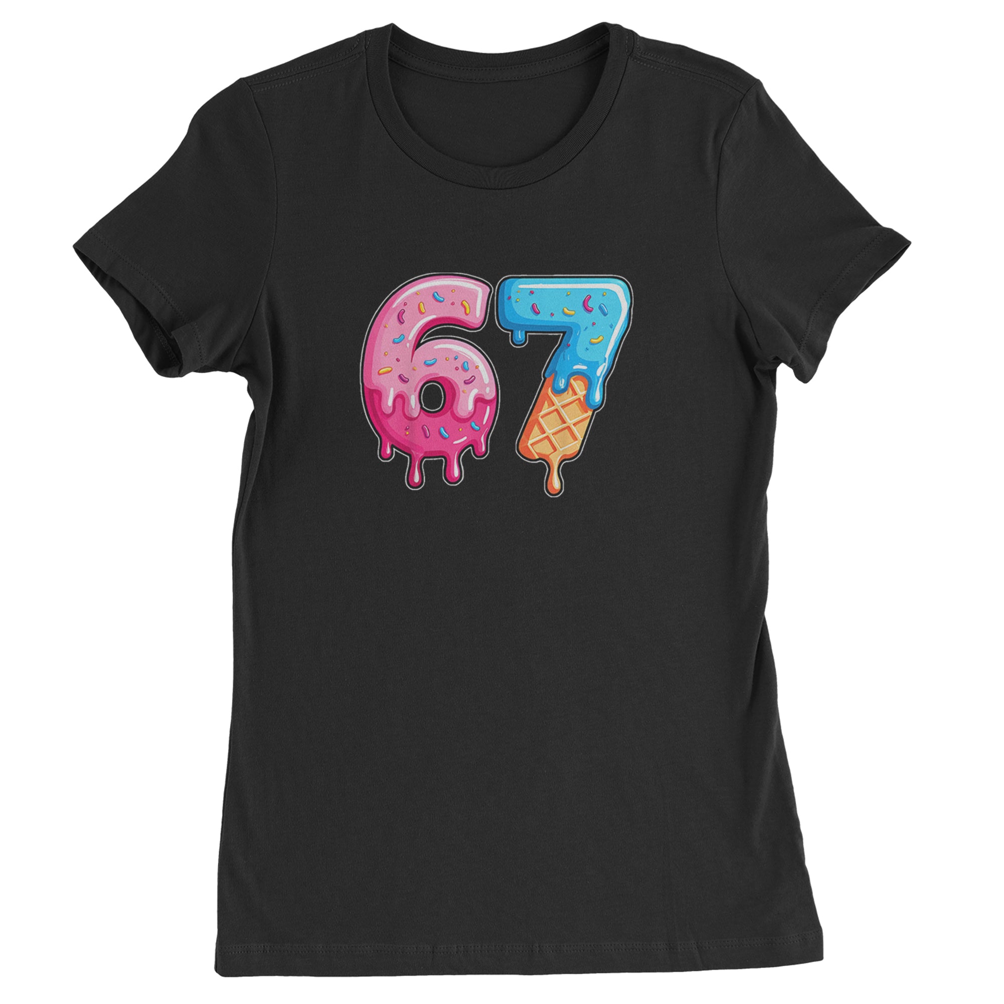 67 Dripping Ice Cream Donut Melt Womens T-shirt Black